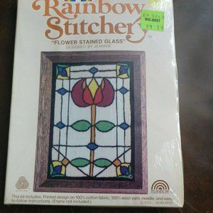 Vintage Rainbow Stitchery Kit "Flower Stained Glass" Designed by Jeannie #305